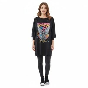 Eighty Eight 88 USA Long Sleeve T-Shirt Womens 3XL Black Rocker Grunge Festival
